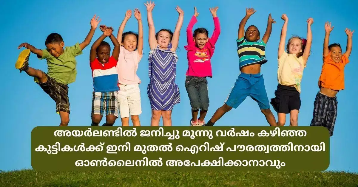 സന്തോഷവാർത്ത : അയർലണ്ടിൽ ജനിച്ചു മൂന്നു വർഷം കഴിഞ്ഞ കുട്ടികൾക്ക് ഇനി മുതൽ ഐറിഷ് പൗരത്വത്തിനായി ഓൺലൈനിൽ അപേക്ഷിക്കാനാവും